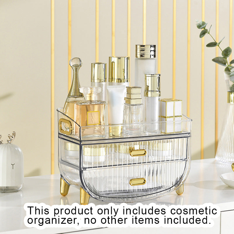 SOGA 2X 3 Tier Transparent Multifunctional Countertop Cosmetic Storage Makeup Skincare Holder Jewelry Cabinet Bathroom Desk Drawer Vanity Organiser • LUZ-BathC123X2