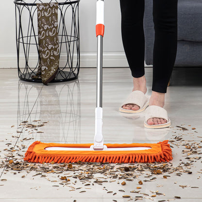 SOGA 5X 50x12 Orange Microfiber Flat Mop Floor Cleaning Pads Rotating Dust Remover • LUZ-MopHead50cmX5