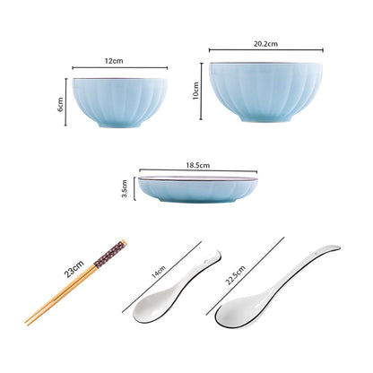 SOGA Blue Japanese Style Ceramic Dinnerware Crockery Soup Bowl Plate Server Kitchen Home Decor Set of 9 • LUZ-BowlG305