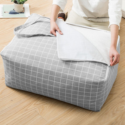 SOGA 2X Grey Plaid  Super Large Storage Luggage Bag Double Zipper Foldable Travel Organiser Essentials • LUZ-SBox203X2