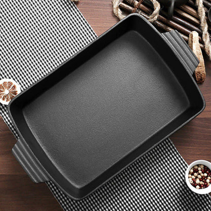 SOGA 2X 38cm Cast Iron Rectangle Bread Cake Baking Dish Lasagna Roasting Pan • LUZ-ZPai031BX2