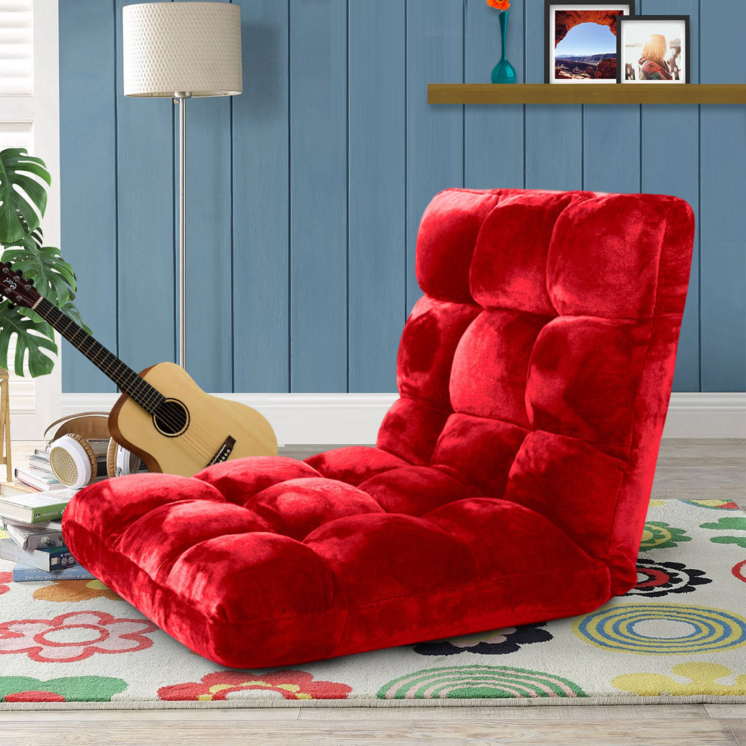 SOGA Floor Recliner Folding Lounge Sofa Futon Couch Folding Chair Cushion Red • LUZ-LoungeChairRed