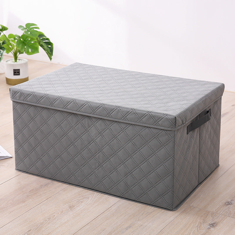 SOGA 2X Small Grey Non-Woven Diamond Quilt Grid Fabric Storage/Organizer Box • LUZ-SBox041X2