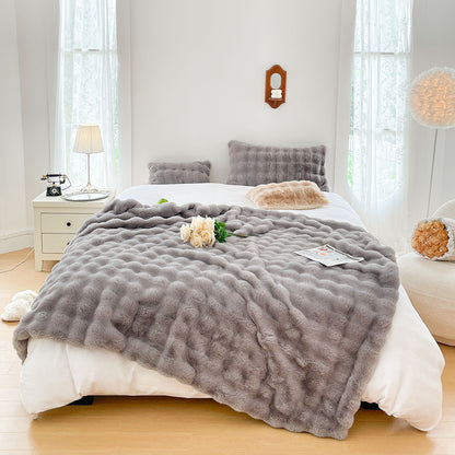 SOGA 200cm Grey Fur Fuzzy Super Soft and Cozy Fluffy Throw Blanket • LUZ-BlanketFur335