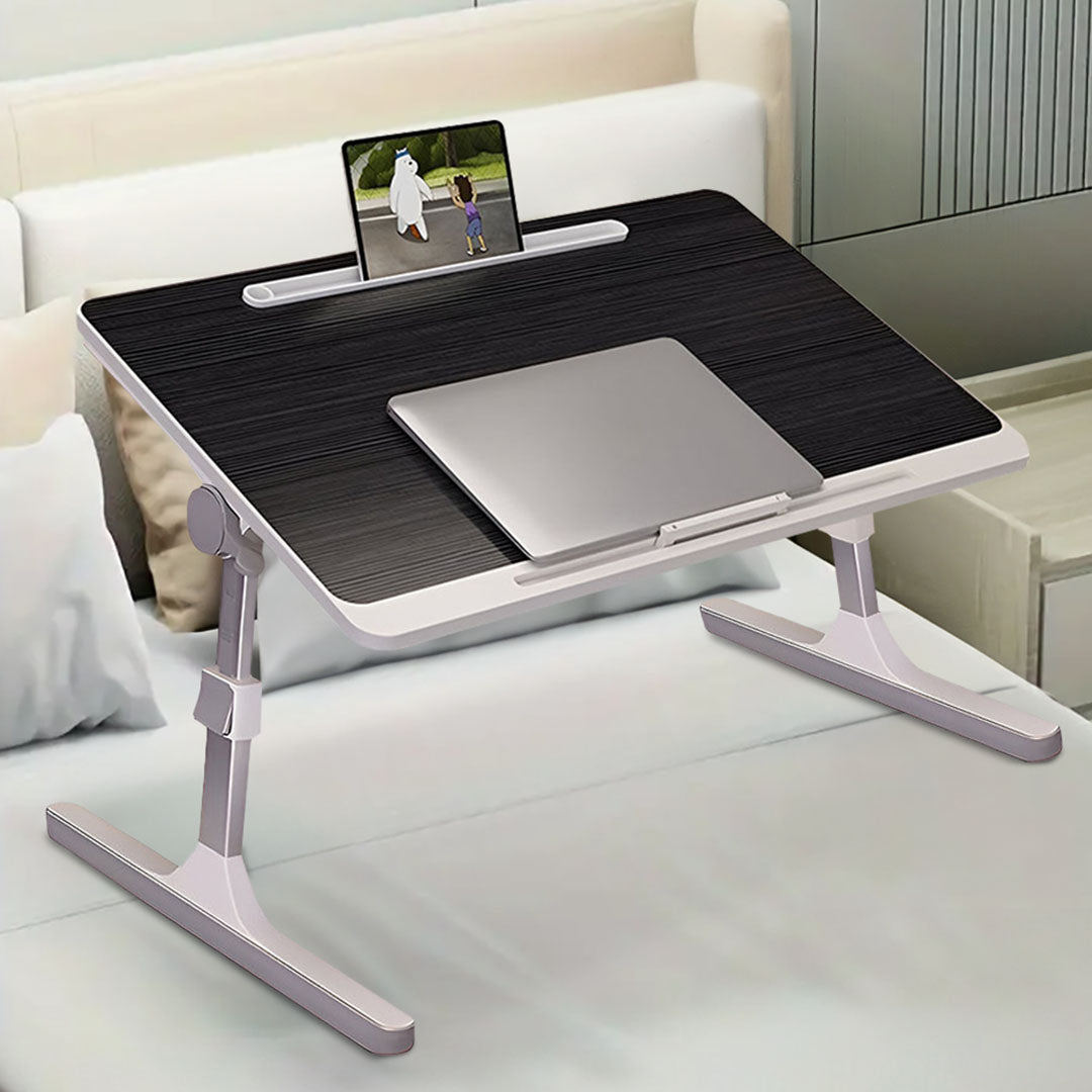 SOGA 2X 60X40cm Black Small Laptop Bed Portable Foldable Study Table Adjustable • LUZ-BedTableA12X2