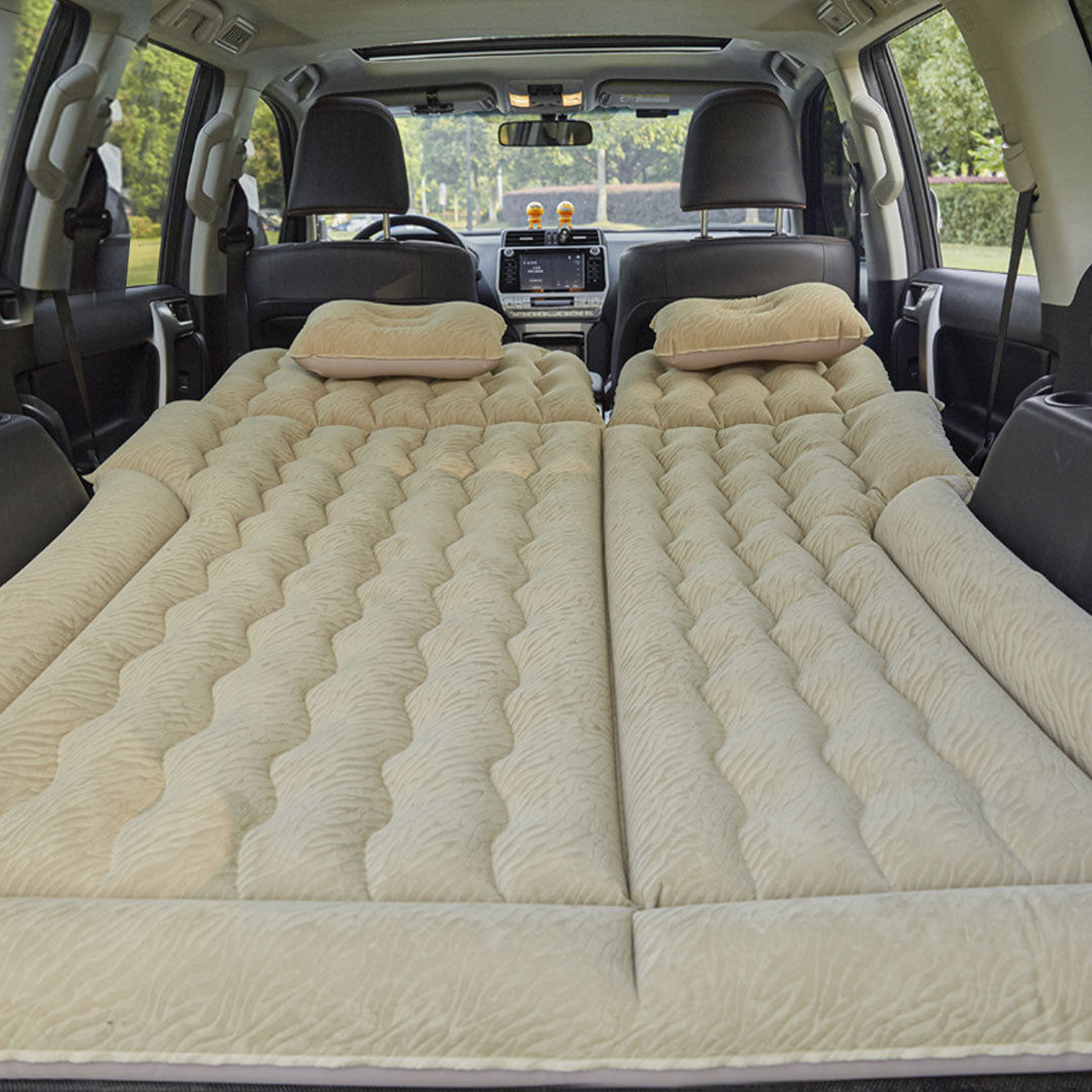 SOGA Beige Inflatable Car Boot Mattress Portable Camping Air Bed Travel Sleeping Essentials • LUZ-CarMat015