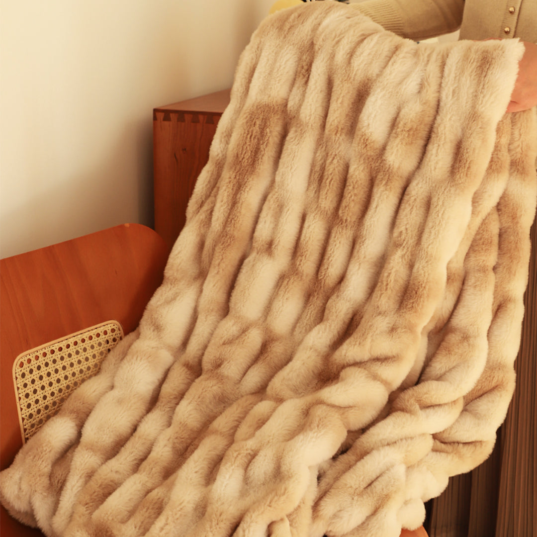 SOGA 150x200cm Throw Blanket Camel Brown Double Layer Rabbit Fur Cozy Comfort with Stylish Decor • LUZ-BlanketFur341