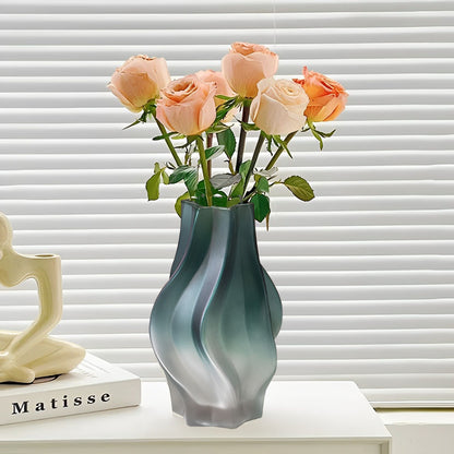 SOGA 27cm Glass Vase Blue with Beautiful glass Bubble Texture Art Vases • LUZ-GVaseBlu25