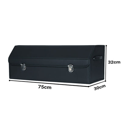 SOGA Leather Car Boot Collapsible Foldable Trunk Cargo Organizer Portable Storage Box With Lock Black Large • LUZ-StorageBLKV20Lge