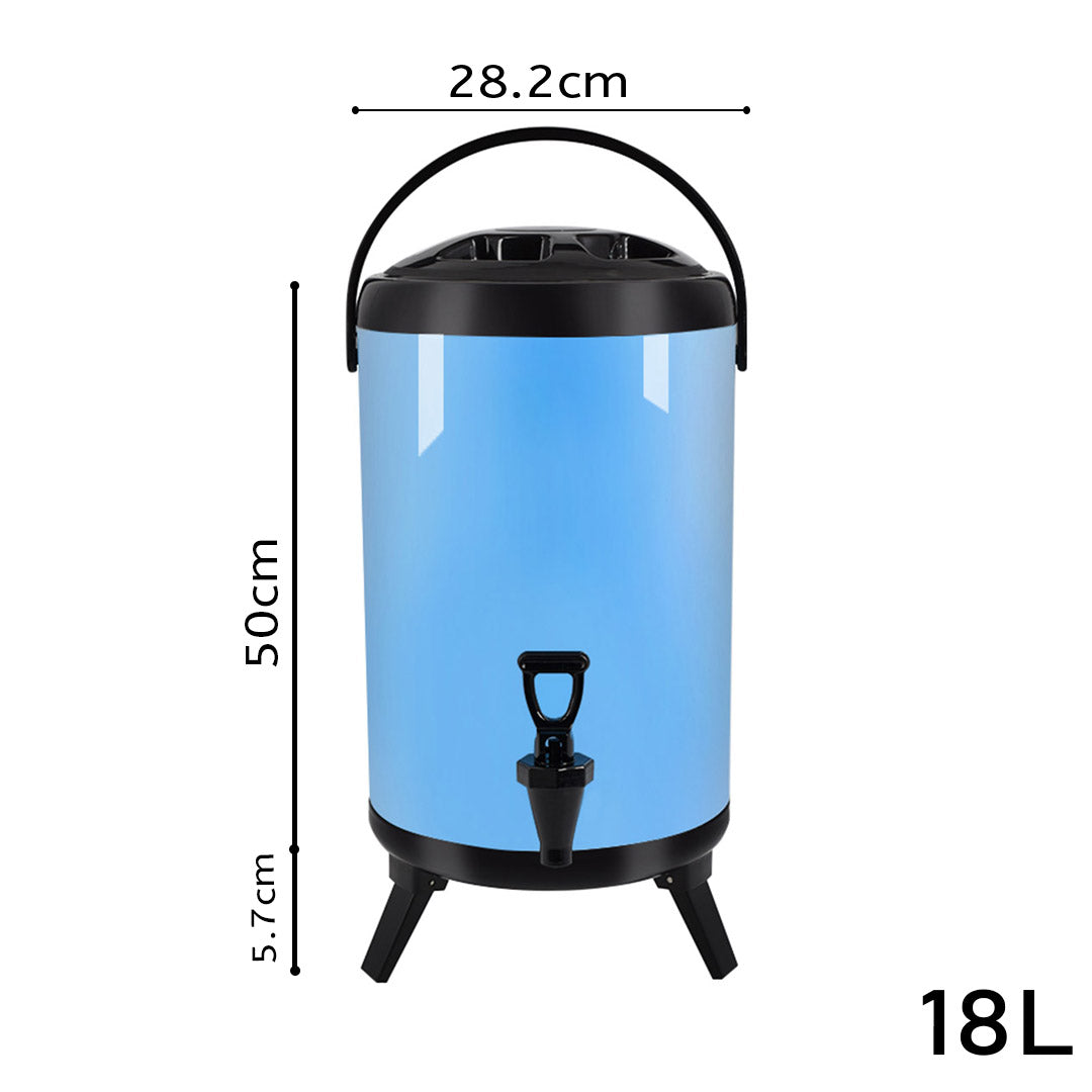 SOGA 18L Stainless Steel Insulated Milk Tea Barrel Hot and Cold Beverage Dispenser Container with Faucet Blue • LUZ-VICDispenser18LBLU