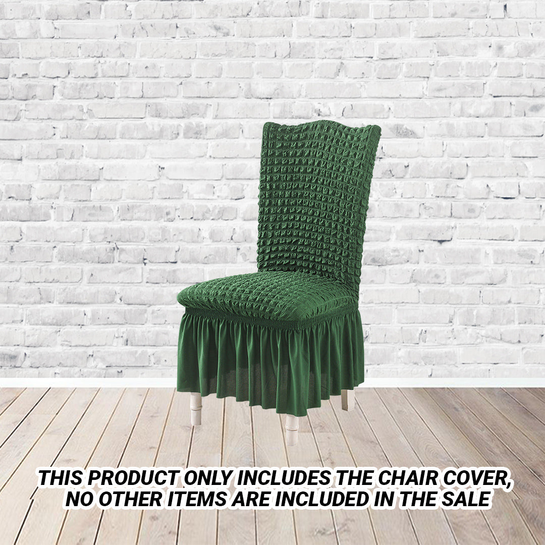 SOGA Dark Green Chair Cover Seat Protector with Ruffle Skirt Stretch Slipcover Wedding Party Home Decor • LUZ-Chaircov23C