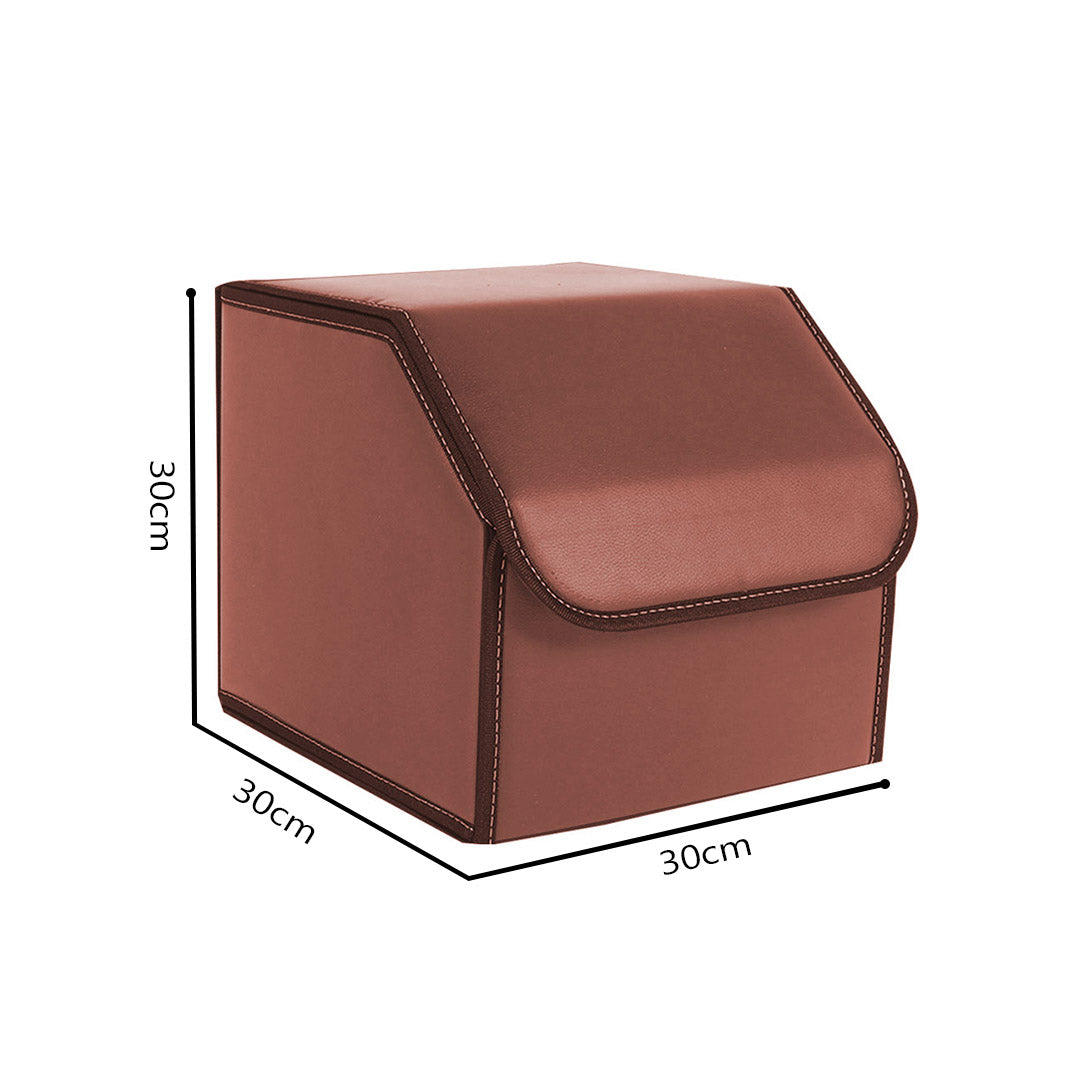 SOGA Leather Car Boot Collapsible Foldable Trunk Cargo Organizer Portable Storage Box Coffee Small • LUZ-StorageCOFSml