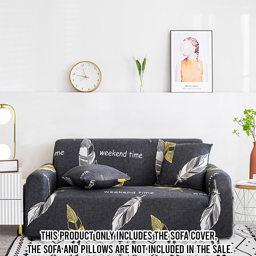 SOGA 4-Seater Feather Print Sofa Cover Couch Protector High Stretch Lounge Slipcover Home Decor • LUZ-SofaCov220