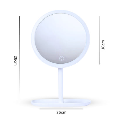 SOGA 2X 26cm White Round Smart LED Makeup Bedroom Table Vanity Mirror Tricolor Adjustable Light LUZ-MirrorE6X2