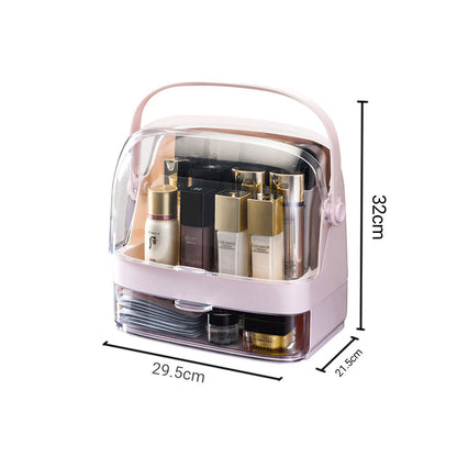 SOGA 2X 2 Tier Pink Countertop Makeup Cosmetic Storage Organiser Skincare Holder Jewelry Storage Box with Handle • LUZ-BathC102X2