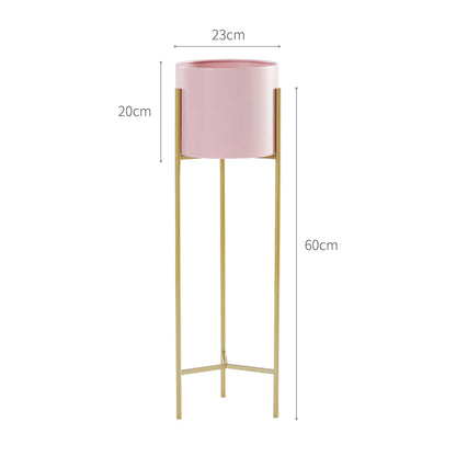 SOGA 4X 2 Layer 60cm Gold Metal Plant Stand with Pink Flower Pot Holder Corner Shelving Rack Indoor Display • LUZ-FPotH62PNKX4