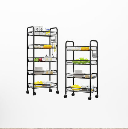 SOGA 4 Tier Steel Black Bee Mesh Kitchen Cart Multi-Functional Shelves Portable Storage Organizer with Wheels • LUZ-KitchenXY037