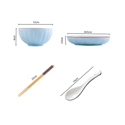 SOGA Blue Japanese Style Ceramic Dinnerware Crockery Soup Bowl Plate Server Kitchen Home Decor Set of 10 • LUZ-BowlG307