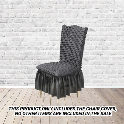 SOGA Dark Grey Chair Cover Seat Protector with Ruffle Skirt Stretch Slipcover Wedding Party Home Decor • LUZ-Chaircov25E