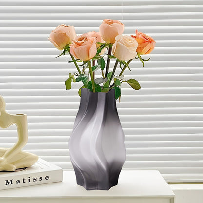 SOGA 26cm Glass Vase Grey with Beautiful glass Bubble Texture Art Vases • LUZ-GVaseGRY25
