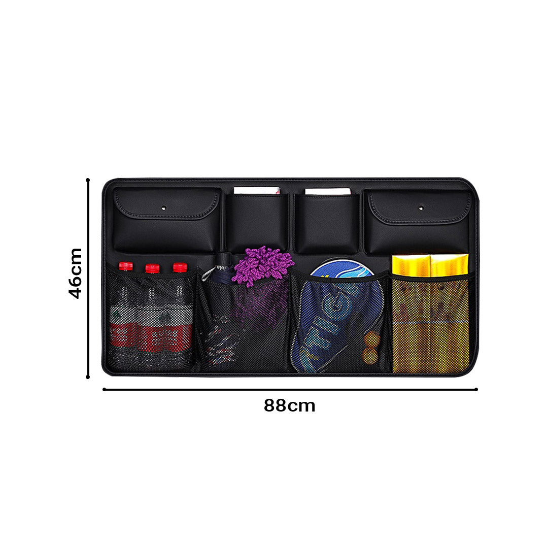 SOGA High Quality Leather Car Rear Back Seat Storage Bag Organizer Interior Accessories Black • LUZ-CarStorge3SeatsBagBLK