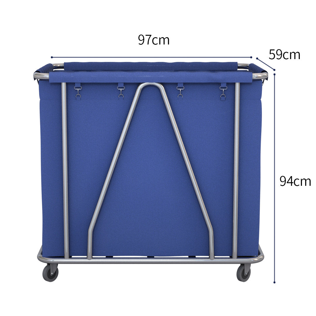 SOGA Stainless Steel Commercial Large Soiled Linen Laundry Trolley Cart with Wheels Blue • LUZ-Soga057B