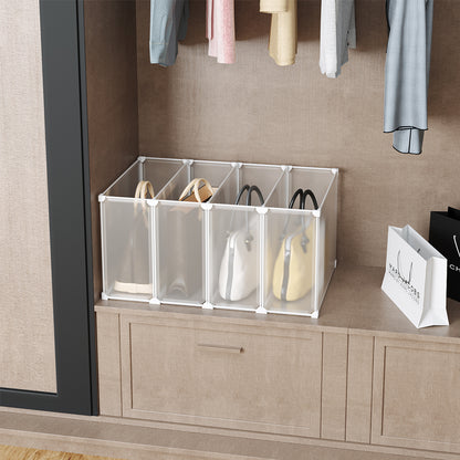 SOGA 1 Tier Multifunctional PP Plastic Bag Box Portable Cubby DIY Storage Shelves Stackable Handbag Purse Organiser • LUZ-BagBox007
