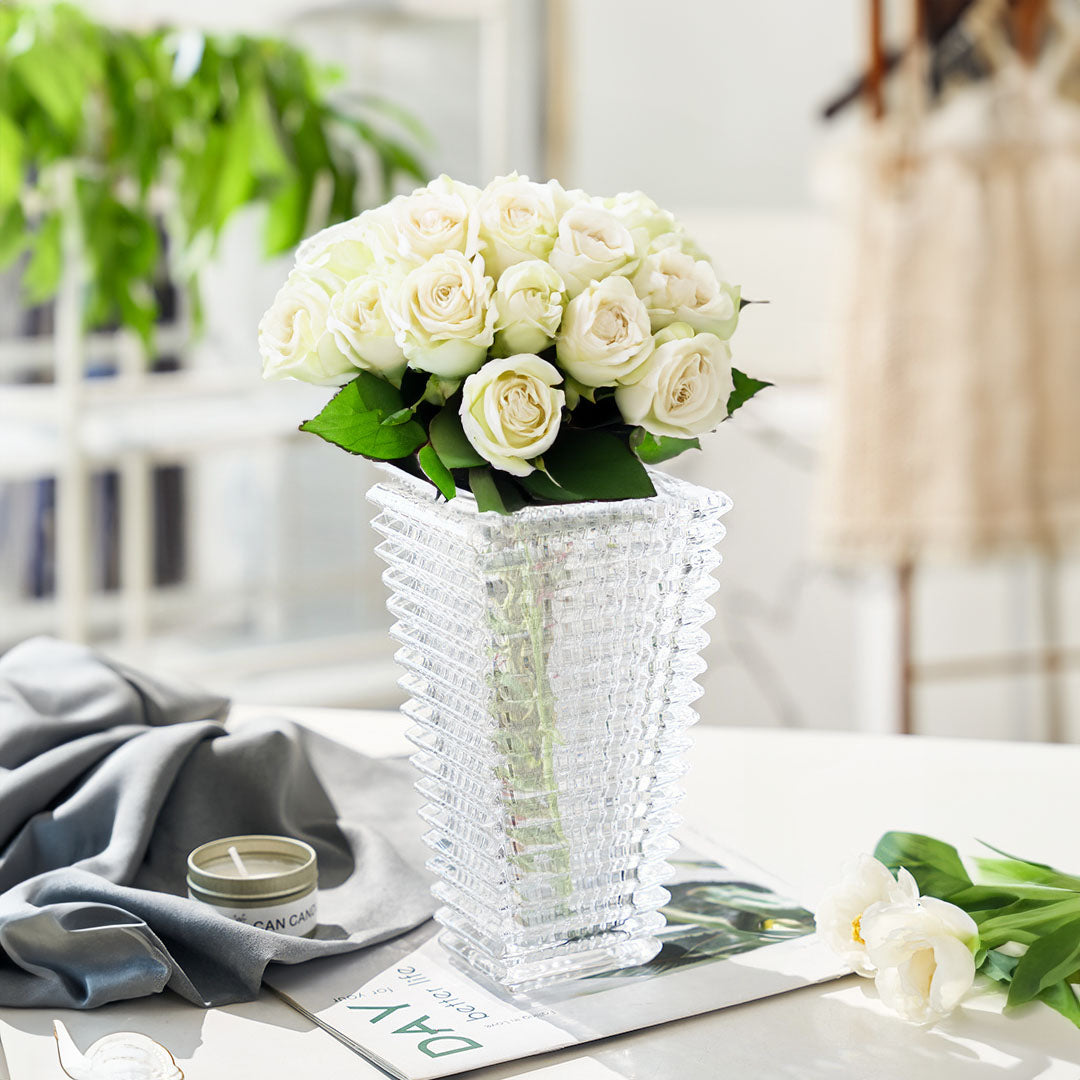 SOGA 22.5cm Handcrafted Clear Glass Vase, Classic Design for Home Decor • LUZ-GVase225Clear