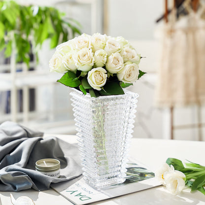 SOGA 22.5cm Handcrafted Clear Glass Vase, Classic Design for Home Decor • LUZ-GVase225Clear
