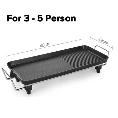 SOGA 2X 48cm Electric BBQ Grill Teppanyaki Tough Non-Stick Surface Hot Plate Kitchen 3-5 Person • LUZ-KoreanBBQPlate48CMX2