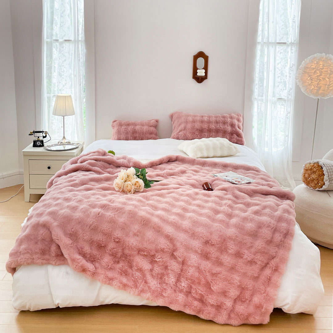 SOGA 2X 200cm Pink Fur Fuzzy Super Soft and Cozy Fluffy Throw Blanket • LUZ-BlanketFur338X2
