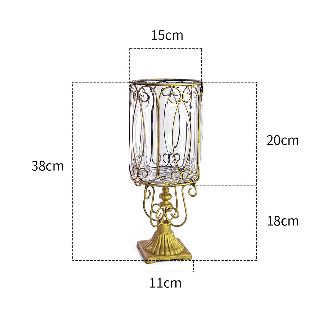 SOGA Clear Glass Cylinder Flower Vase with 6 Bunch 4 Heads Artificial Fake Silk Magnolia denudata Home Decor Set • LUZ-YG3015-F007