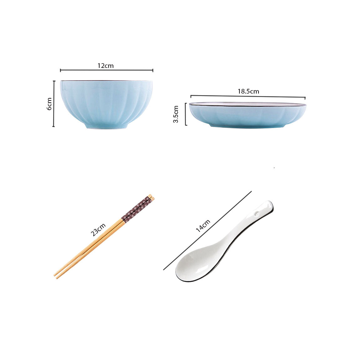 SOGA Blue Japanese Style Ceramic Dinnerware Crockery Soup Bowl Plate Server Kitchen Home Decor Set of 8 • LUZ-BowlG303