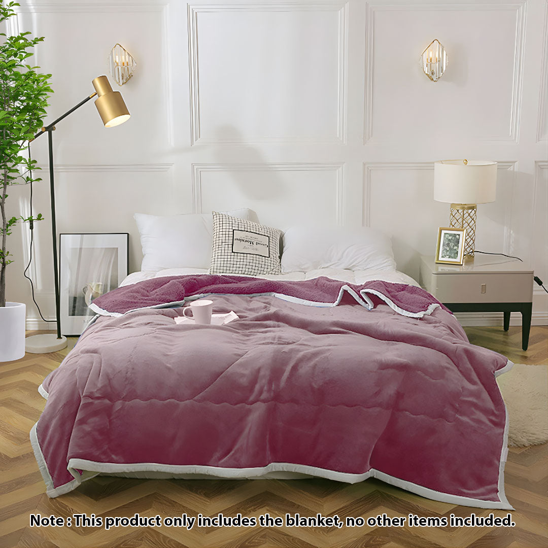 SOGA Light Purple Throw Blanket Warm Cozy Double Sided Thick Flannel Coverlet Fleece Bed Sofa Comforter • LUZ-Blanket302