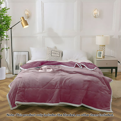 SOGA Light Purple Throw Blanket Warm Cozy Double Sided Thick Flannel Coverlet Fleece Bed Sofa Comforter • LUZ-Blanket302