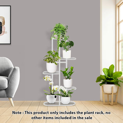 SOGA 5 Tier 6 Pots White Metal Plant Rack Flowerpot Storage Display Stand Holder Home Garden Decor • LUZ-FPotH38