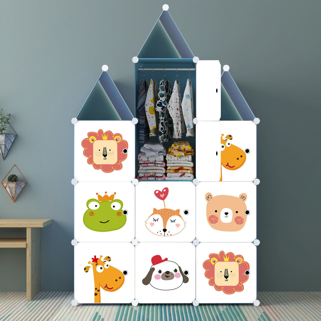 SOGA 10 Cubes DIY Animal Design Portable Wardrobe Divide-Grid Modular Storage Organiser Foldable Closet • LUZ-Wrobe4137