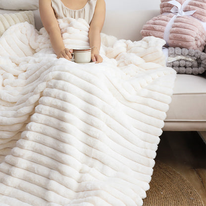 SOGA 2X 150x200cm Throw Blanket Pearl White Premium Milk Velvet Luxuriously Soft Cozy Bedding • LUZ-BlanketFur348X2