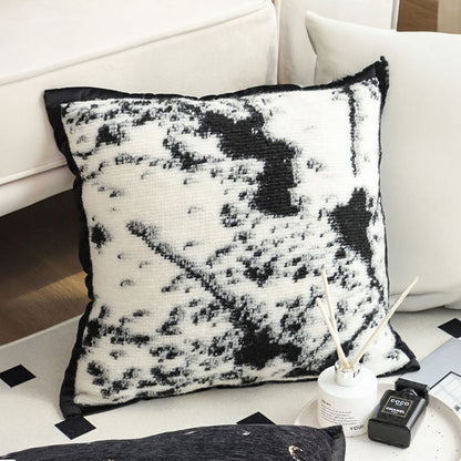 SOGA 45cm Light Vintage Leopard Print Black & White Ink Splatter Wide-Edge SquareThrow Pillow • LUZ-FrenchCushion252