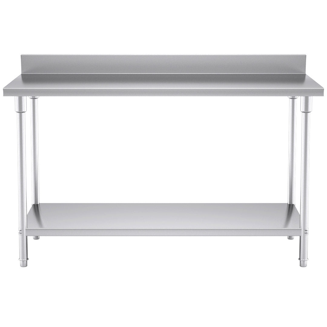 SOGA Commercial Catering Kitchen Stainless Steel Prep Work Bench Table with Back-splash 150*70*85cm • LUZ-WorkBenchSS2004150CM