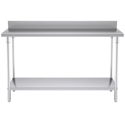 SOGA Commercial Catering Kitchen Stainless Steel Prep Work Bench Table with Back-splash 150*70*85cm • LUZ-WorkBenchSS2004150CM