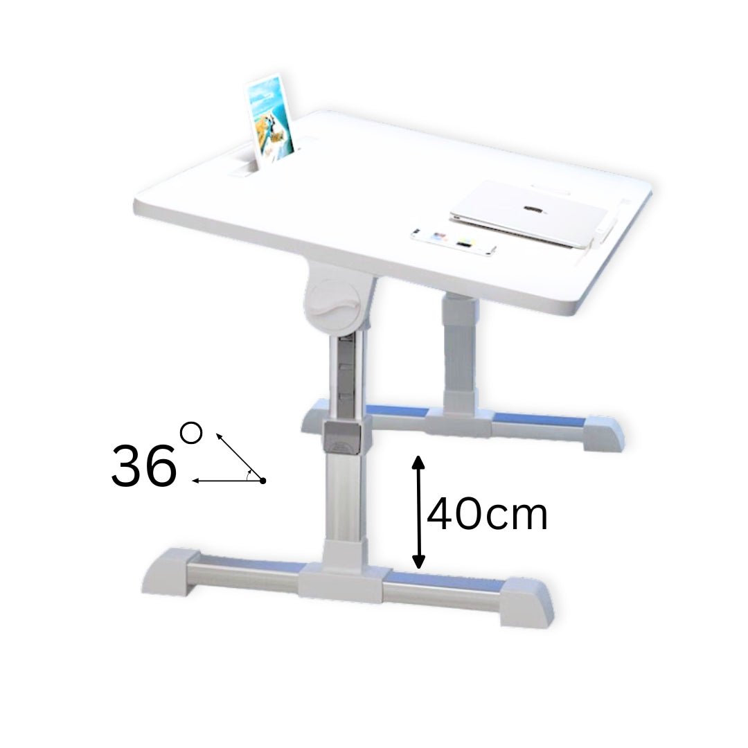 SOGA 60X40cm White Small Laptop Bed Portable Foldable Study Table Adjustable • LUZ-BedTableA5