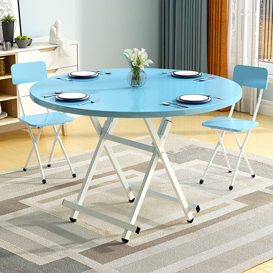 SOGA 2X  Blue Dining Table Portable Round Surface Space Saving Folding Desk Home Decor • LUZ-TableRD724X2