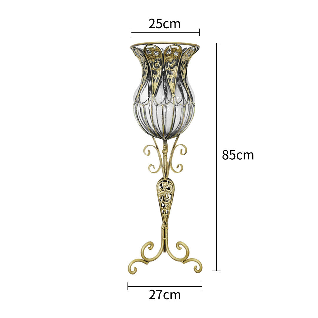 SOGA 85cm Clear Glass Tall Floor Vase with 12pcs Artificial Fake Flower Set • LUZ-Vase3019ClearwRedF12