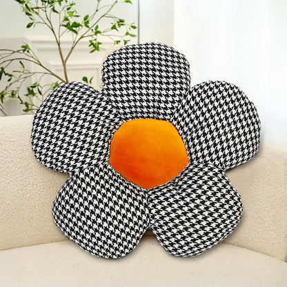 SOGA 2X Black Flower Cushion Shaped for Floor and Sitting Throw Pillow • LUZ-SCushion095X2