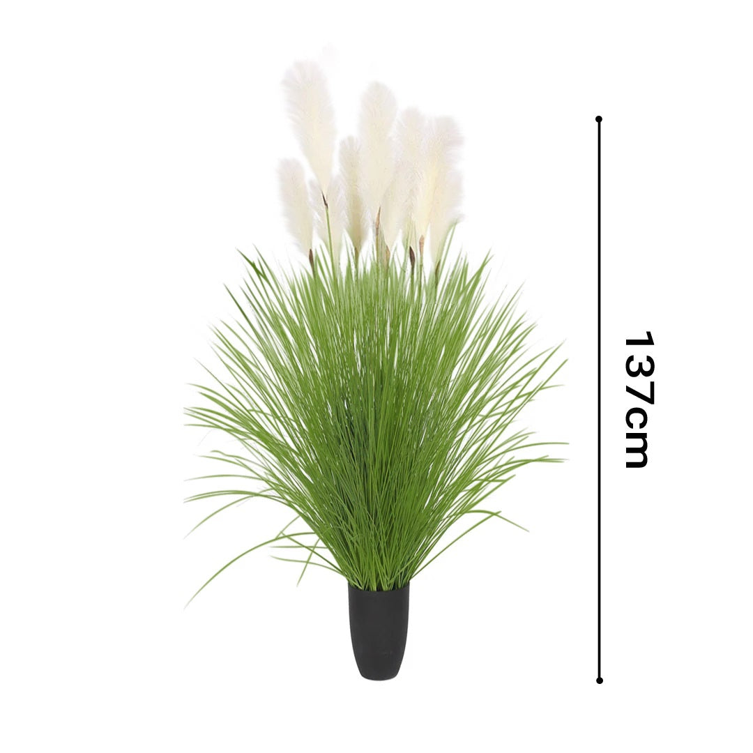 SOGA 137cm Potted Tall Silk Fake Pampas Grass, Artificial Plants Reed Greenery Flowers, Home Decor • LUZ-APlantFH60211