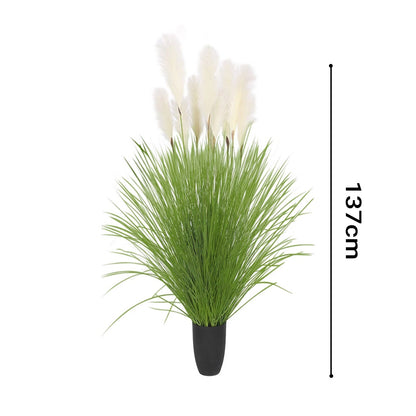 SOGA 137cm Potted Tall Silk Fake Pampas Grass, Artificial Plants Reed Greenery Flowers, Home Decor • LUZ-APlantFH60211