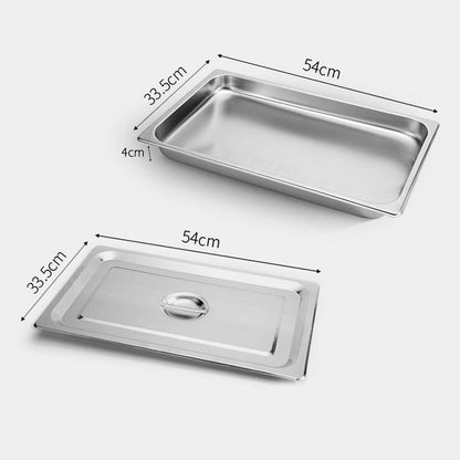 SOGA 6X Gastronorm GN Pan Full Size 1/1 GN Pan 4cm Deep Stainless Steel Tray With Lid • LUZ-GP5402wLidX6A