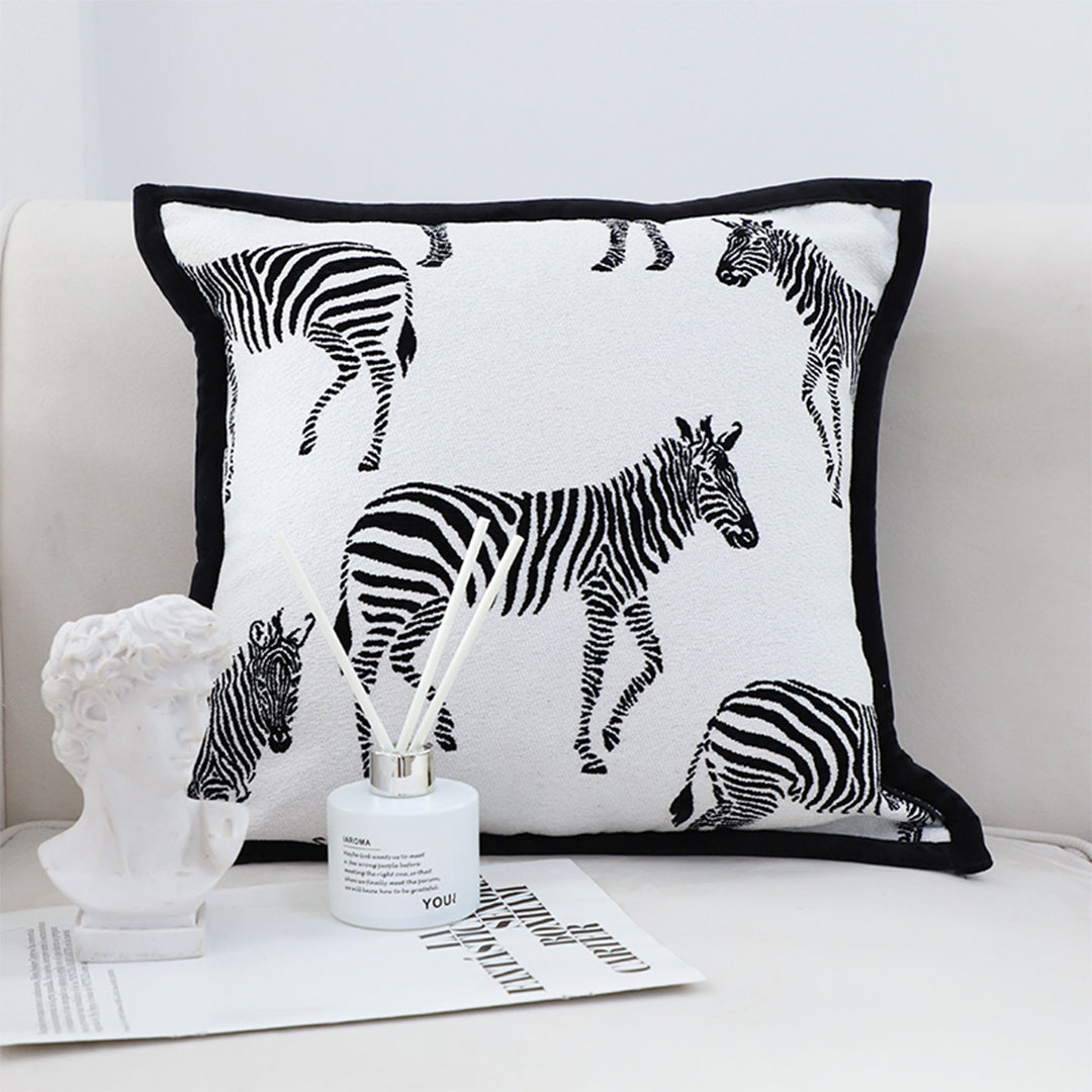 SOGA 2X 45cm Black and White Light  Luxury Zebra Cushion Decorative Square Pillow Living Room • LUZ-FrenchCushion289X2