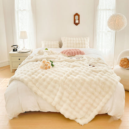 SOGA 200cm Creamy White Fur Fuzzy Super Soft and Cozy Fluffy Throw Blanket • LUZ-BlanketFur337